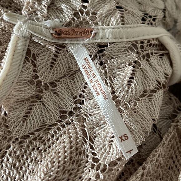 Free People Women's Simone Lace Long Sleeve Mini Dress Neutral Combo X-Small - Picture 4 of 11